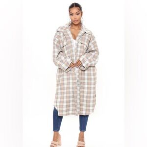Fashion Nova. patent Me Plaid Shacket - Medium - New